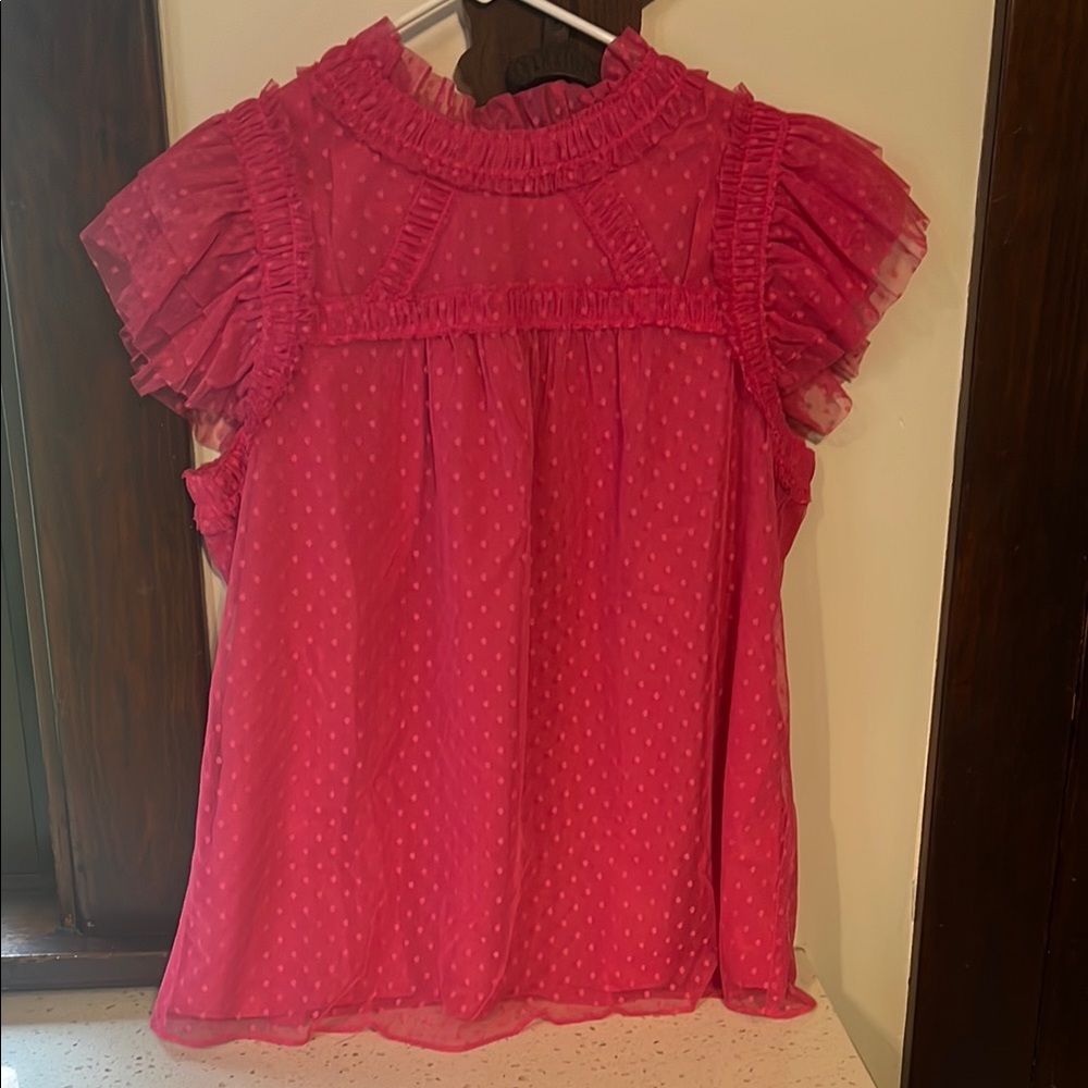 Boden Pink Ruffled Cap Sleeve Blouse